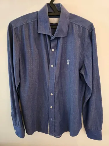 Camisa Sérgio K Azul com Pintinhas Brancas P
