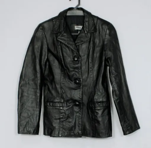 Jaqueta blazer feminino couro legítimo preto - Veste PP - Ref. 6045