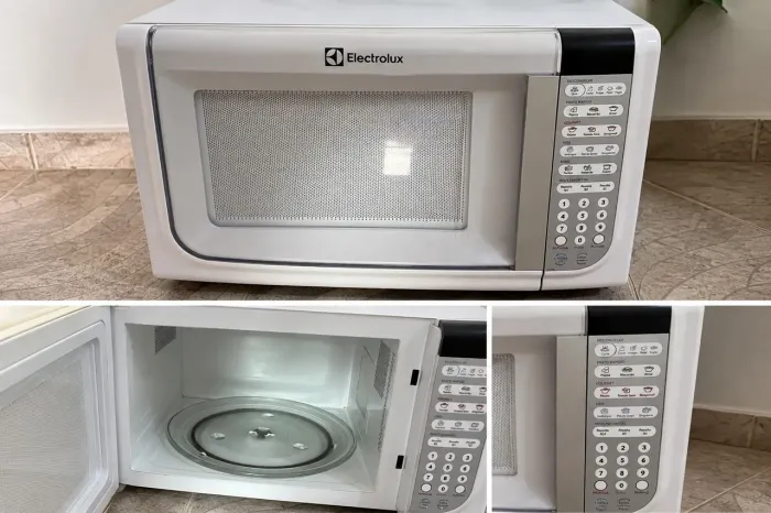 Vendo micro-ondas Electrolux, branco, em bom estado e funcionando normalmente.