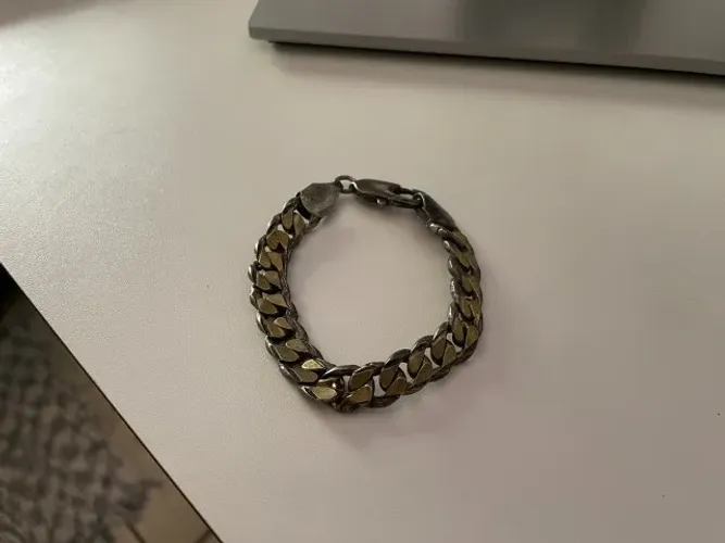 Pulseira Banhada a Prata com Detalhes Banhados a Ouro Unissex