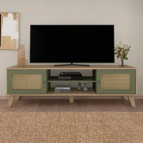 Rack P/ Tv Charlotte 2 Portas Cor Carvalho C/ Menta