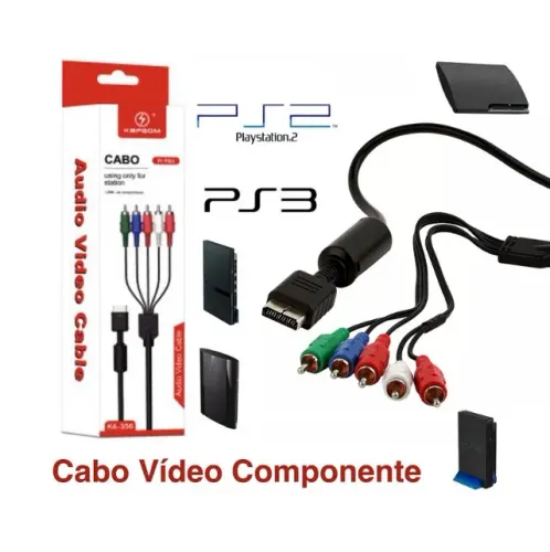 Cabo De Vídeo Componente Ps2 e PS3 Kapbom