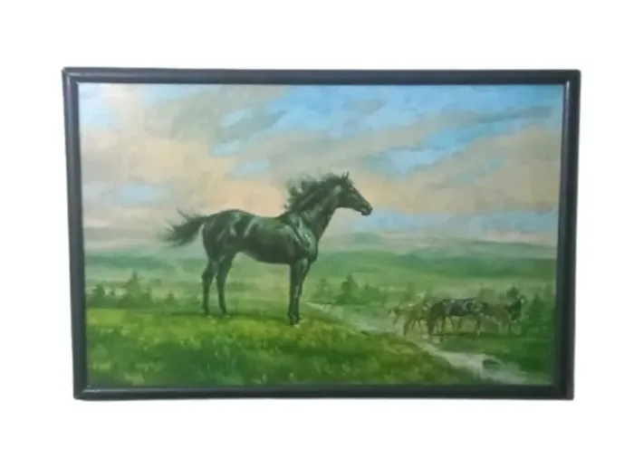 Quadro Poster Estilo Realista Cavalos com Moldura