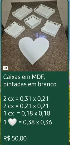 Caixas em MDF. Retirada em Jacarepaguá.