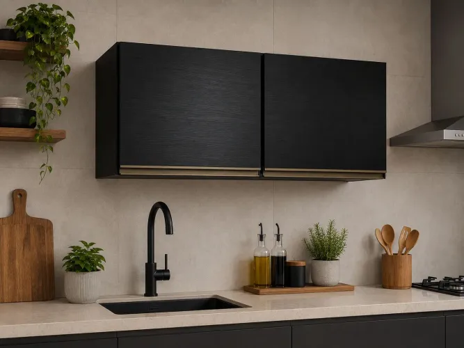 Armário Aéreo Preto 2Portas Cozinha PROMOÇÃO