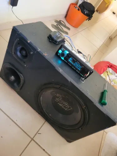 Caixa trio completa para carro ou para sua residência usb sd acompanha fonte 12v