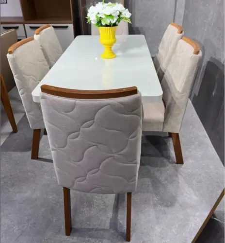 Mesa de jantar Noruega com 6 cadeiras MDF 