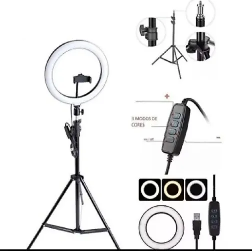 Ring light 10 pol com tripé 
