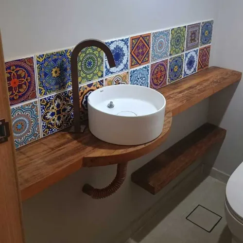 LAVABO COM PRATELEIRA SEMI-RUSTICO VIGA PEROBA ROSA 