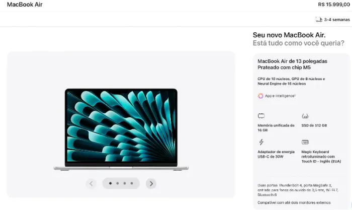 Macbook M5 16Gb 512Gb SSD