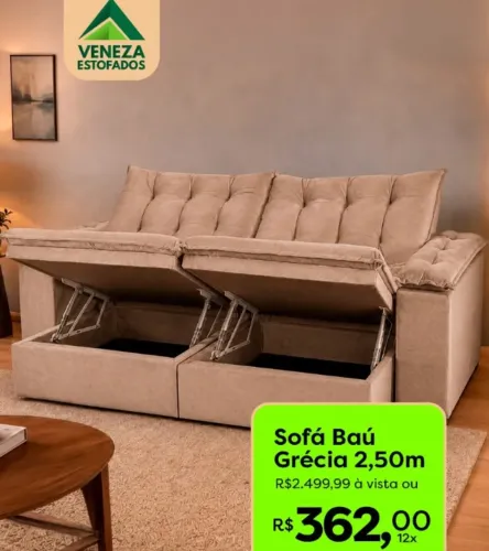 Sofá Baú Grécia 2,50m
