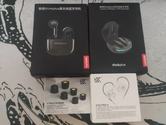 Combo de Fones | Lenovo GM2 Pro, LP40 Pro + KZ EDX Pro X + Eartips KZ-TB de Espuma