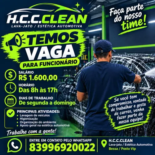 Vaga de emprego 1600 lava rápido