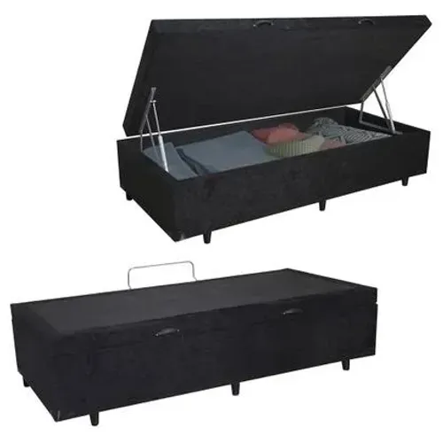 Cama Box Baú Solteiro Suede SerenePrime Preto