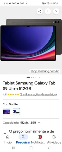 Samsung Galaxy Tab S9 Ultra SM-X910 - 512GB Semi novo