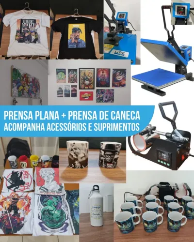 Prensa plana e prensa de caneca | kit sublimação completo | Acessórios de brinde