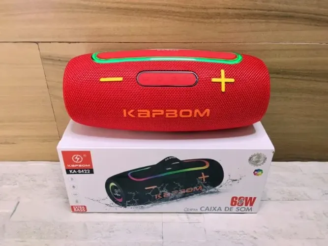 Caixa de Som Portátil Bluetooth Led Rgb Kapbom 20w