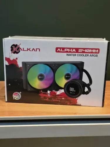Water Cooler Kalkan Alpha 240mm ARGB Preto Com Display de Temperatura