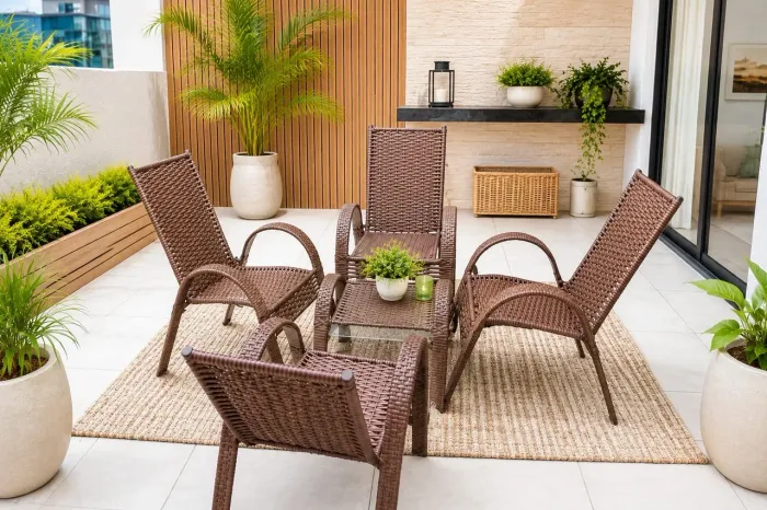 Conjunto de varanda de vime