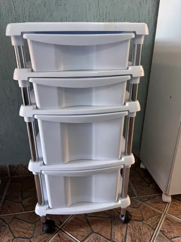 Gaveteiro Organizador com 4 Gavetas e Rodízios - Branco | Ótimo Estado