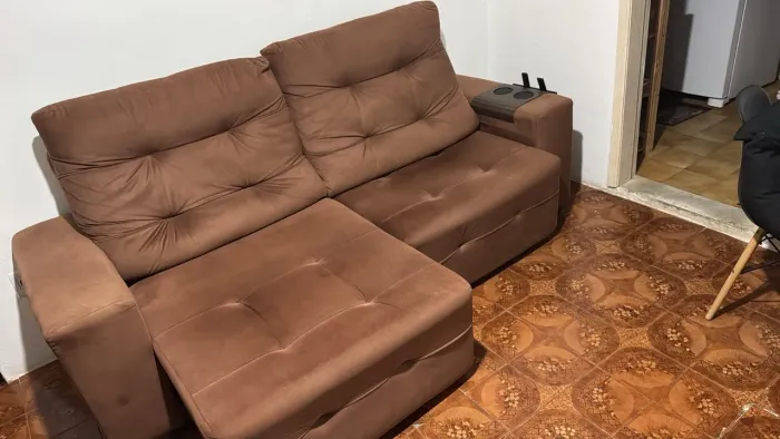 Sofá retrátil reclinável 3 lugares 