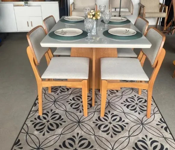 Mesa de Jantar Alice com 4 Cadeiras Luna 120x90cm - Forte Atacadista - ENTREGA EM 24H