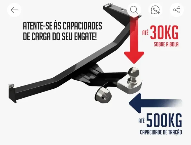 Engate Reboque Fixo Corsa Sedan Classic 1991 a 2009 500Kg