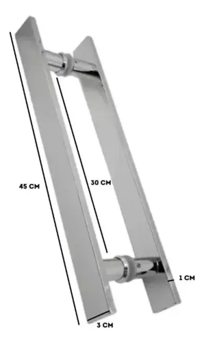 Puxador Aço Inox 304 Barra Chata (30cm Entre Furos)