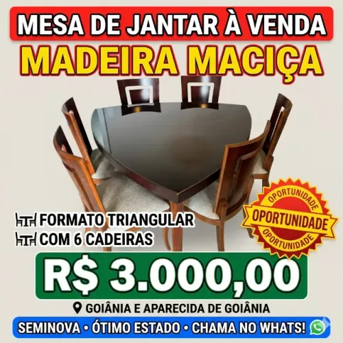 Mesa de Jantar Madeira Maciça + 6 Cadeiras