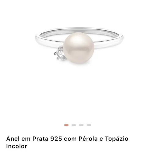 Anel Vivara Prata Pérola e Topázio tamanho 12