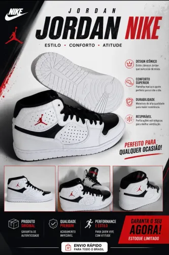 Tênis Jordan Preto e Branco