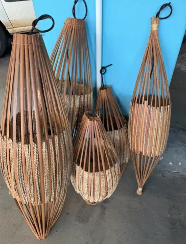 kit 5 Pendentes Rústicos com lâmpada de filamento
