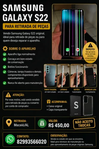 SAMSUNG GALAXY S22 - PARA RETIRADA DE PEÇAS