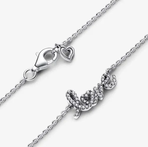 Colar pandora love manuscrito brilhante