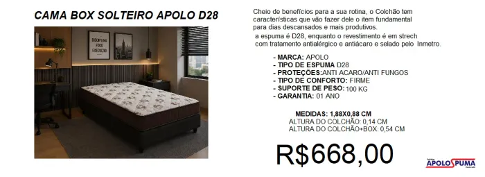 colchão + box - D28 - 0.14CM - compre hoje e receba em até 72 horas 