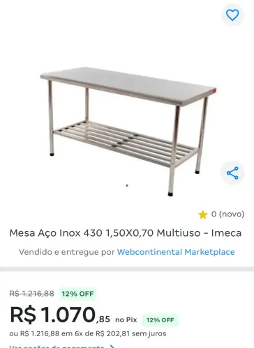 Bancada de inox para cozinha