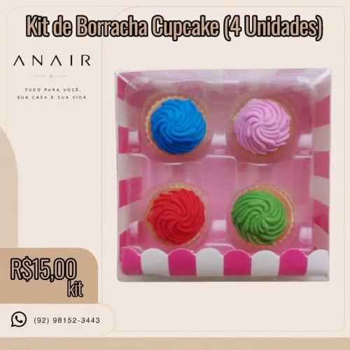 Kit de Borracha Cupcake (4 Unidades)