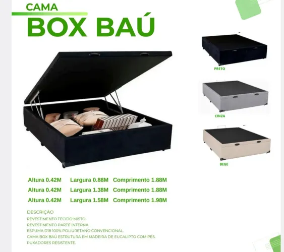 Base box baú casal smart peça nova