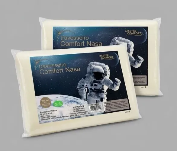 Kit 2 travesseiros Nasa memória inteligente viscoelástico