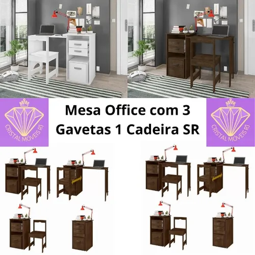 Mesa Office 1Cadeira e 3 Gavetas Framar SR