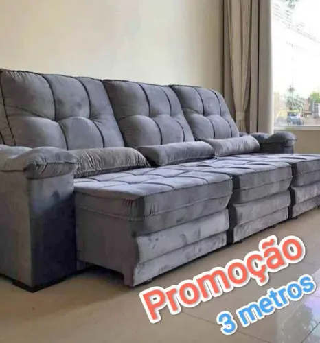 Sofá retrátil reclinável sofistic 3 metros Veludo