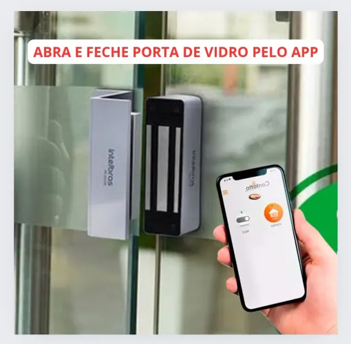 Eletroímã Wi-fi para porta de vidro. Abre e feche pelo aplicativo 