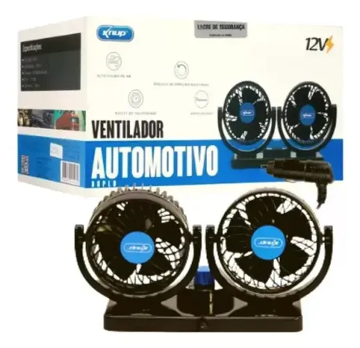 Ventilador Automotivo Duplo - Marca Knup - 12V