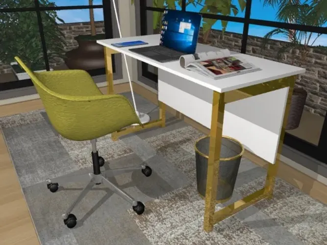 Mesa de Escritório Gold Wood.Delluxe L100cm x P50cm x A74cm