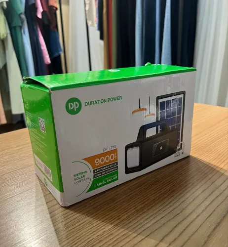 Kit Bateria Portátil com Power Bank 9000ah e Painel Solar + Lanterna Holofote 100W