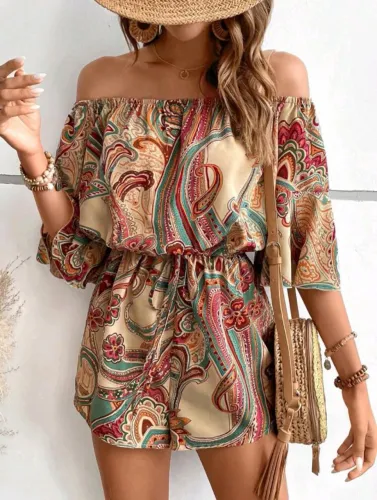 Macacão estampado estilo boho chic