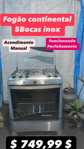 Fogão Continental 5 Bocas Inox