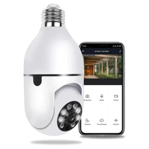 Câmera Wi-fi de Bocal Imagem HD Autofalante