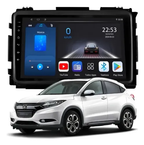 Central Multimídia Octacore 9 Pol. 4Gb/64Gb 4G Carplay/ A. Auto HRV 2015 a 2021