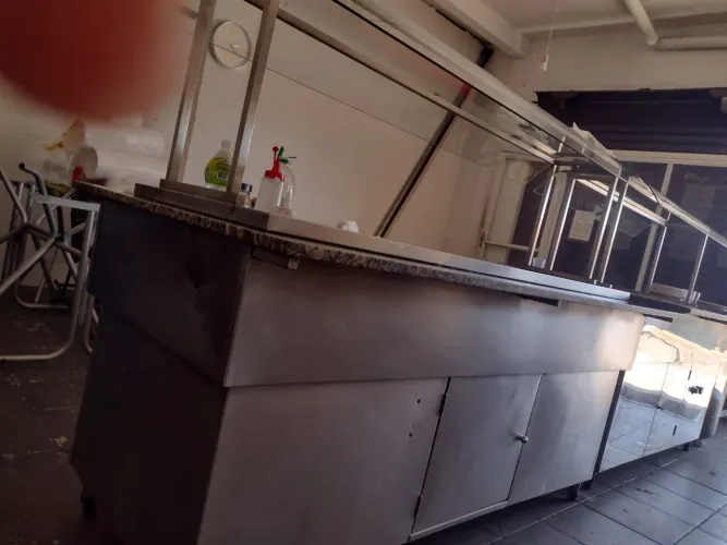 3 Balcão Aparador quente e frio + aparador de pratos de Aço Inox e mármore